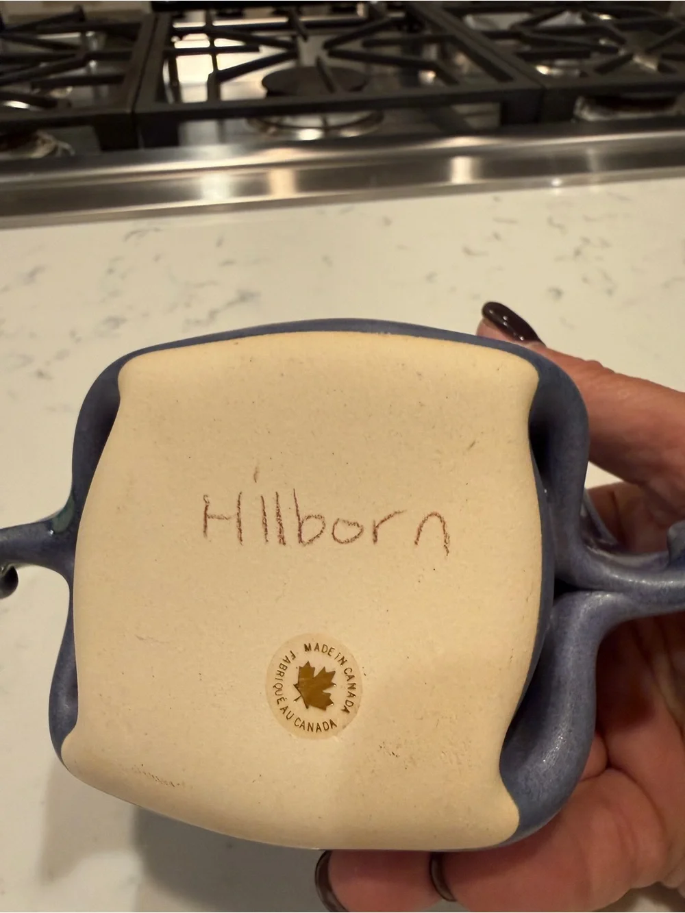 Hilborn Pottery Canada Sculptural Pinched Bowl Periwinkle Blue Studio Art